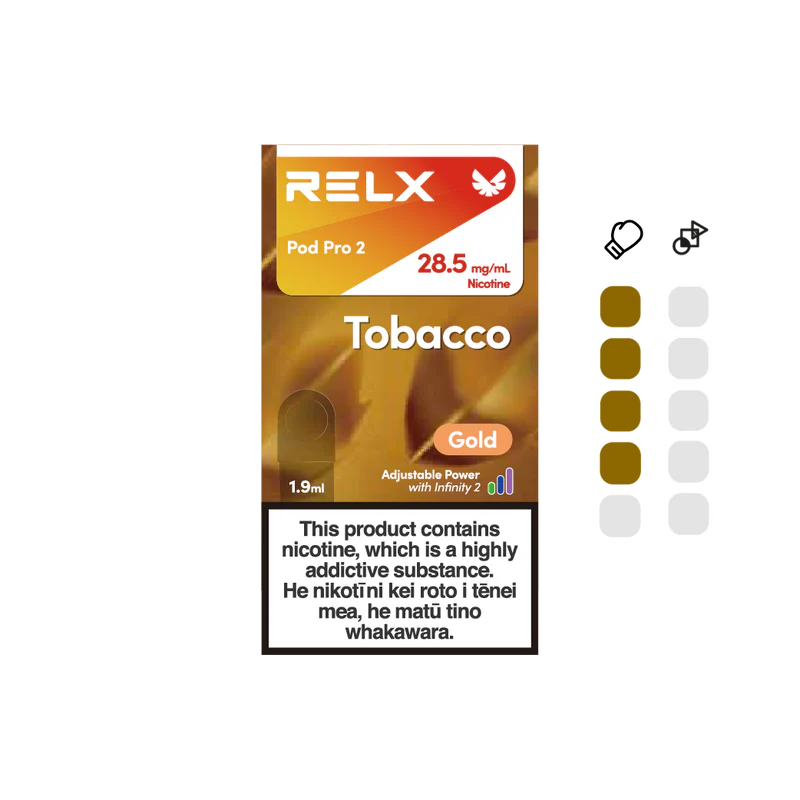 RELX Infinity2 Pod: Tobacco Gold 28.5mg/mL