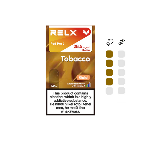 RELX Infinity2 Pod: Tobacco Gold 28.5mg/mL